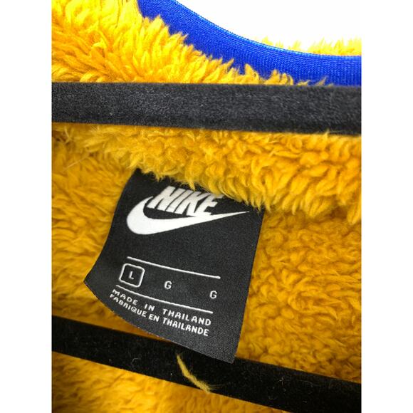 Nike Sweatshirt Womens L Sherpa Cropped Fleece Gold Blue Trim Pullover 1/4 Zip - Picture 3 of 6